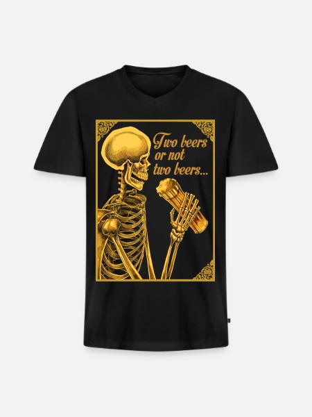 ZWEI BIERE ODER NICHT ZWEI BIERE - Männer Premium Bio T-Shirt mit V-Ausschnitt - Schwarz