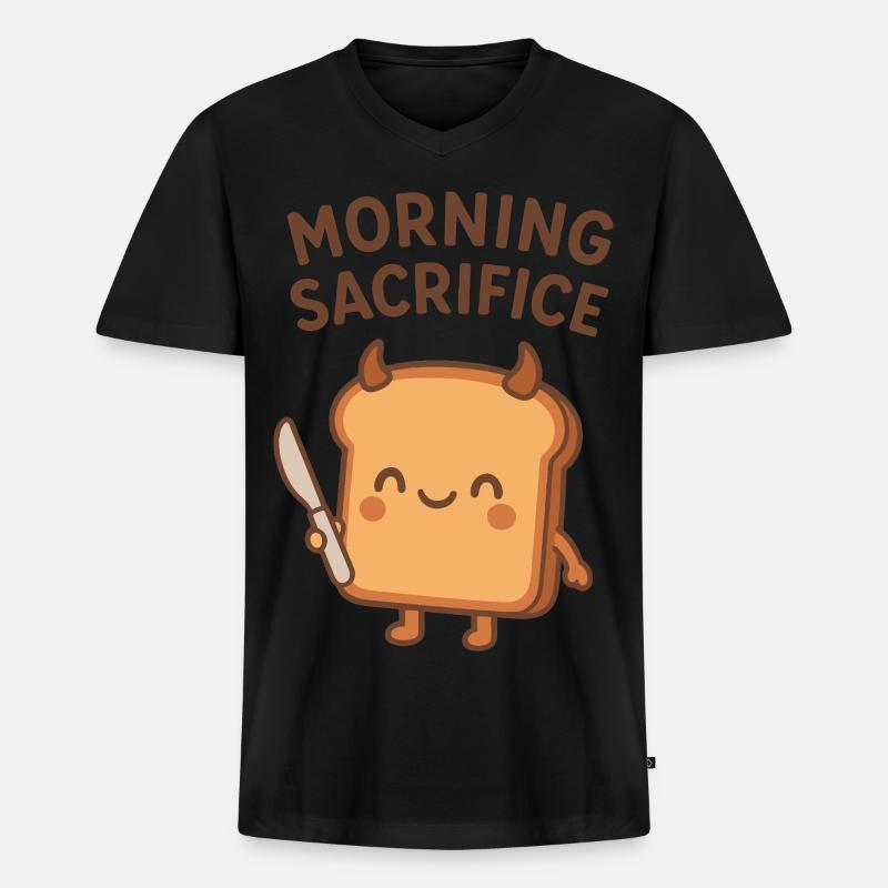 Morgendlicher Opfer-Toast - Männer Premium Bio T-Shirt mit V-Ausschnitt - Schwarz