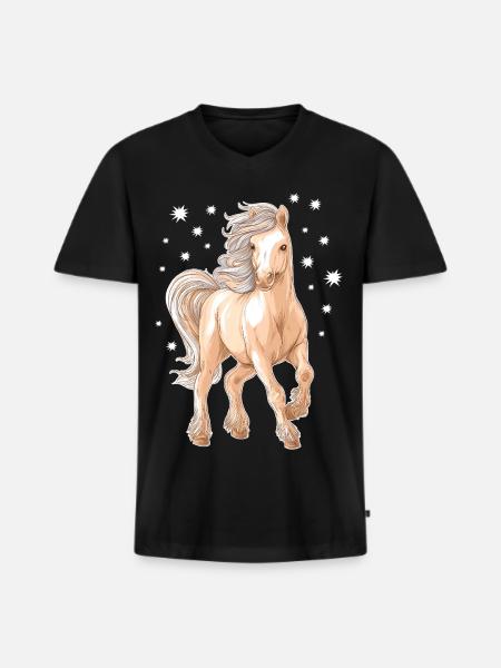 Cheval Poney - T-shirt encolure en V Premium bio Homme - noir