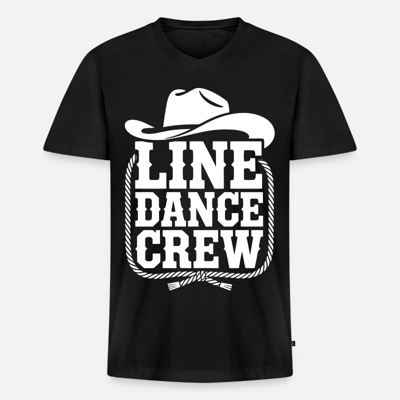 Line Dance Crew Western Logo - Männer Premium Bio T-Shirt mit V-Ausschnitt - Schwarz