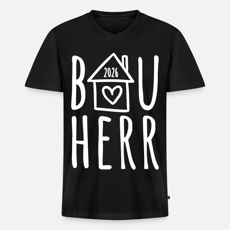 Bauherr 2026 - Männer Premium Bio T-Shirt mit V-Ausschnitt - Schwarz