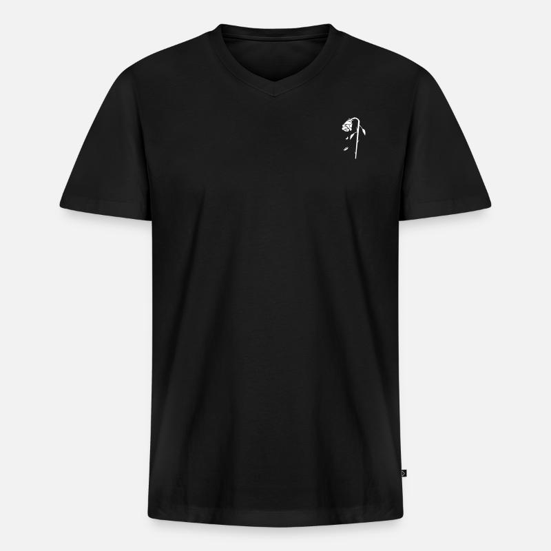 verwelkte Rose - Männer Premium Bio T-Shirt mit V-Ausschnitt - Schwarz