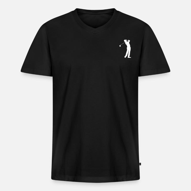 Golfer - Männer Premium Bio T-Shirt mit V-Ausschnitt - Schwarz