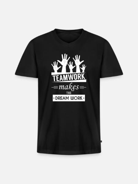 Teamwork - Men's Premium Organic T-shirt with V-neck - black