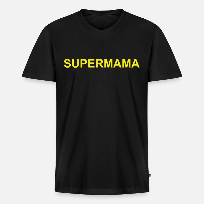 Supermama - Männer Premium Bio T-Shirt mit V-Ausschnitt - Schwarz