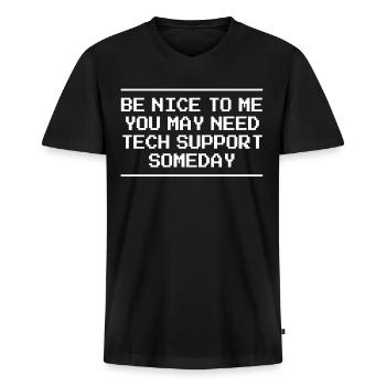 Tech Support Informatik Computer IT Technik - Männer Premium Bio T-Shirt mit V-Ausschnitt - Schwarz - Vorne - Nico (187cm)