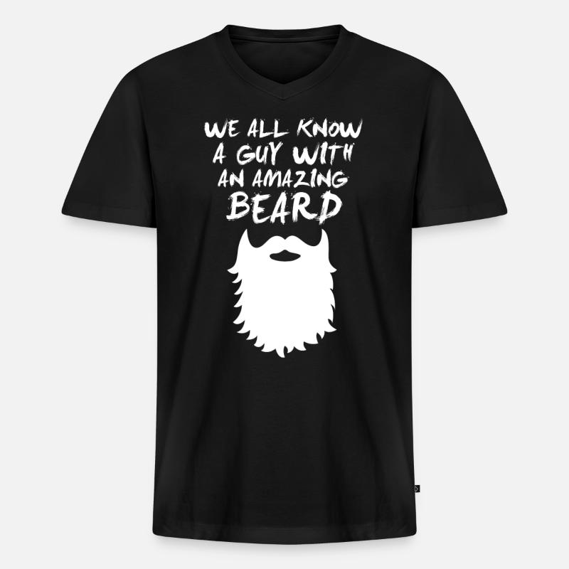 Bart - Beard - Männer Premium Bio T-Shirt mit V-Ausschnitt - Schwarz