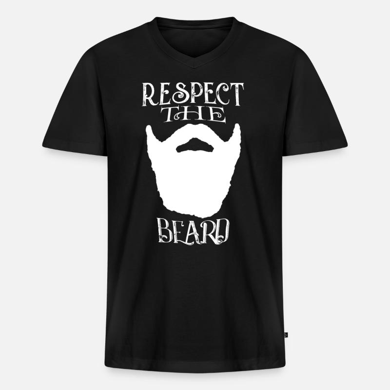 Bart - Respect The Beard - Männer Premium Bio T-Shirt mit V-Ausschnitt - Schwarz