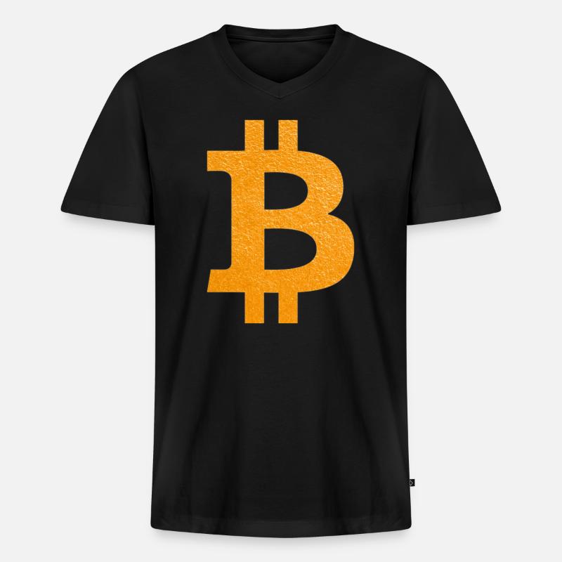 Bitcoin - Männer Premium Bio T-Shirt mit V-Ausschnitt - Schwarz