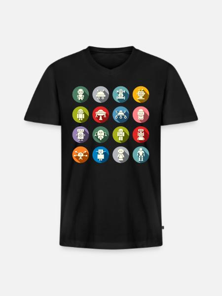 Robot famille - T-shirt encolure en V Premium bio Homme - noir