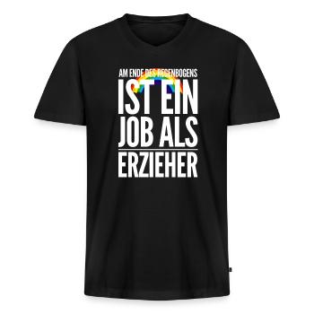 Ausbildung zum Erzieher Erzieherin Beruf Geschenk - Männer Premium Bio T-Shirt mit V-Ausschnitt - Schwarz - Vorne - Nico (187cm)