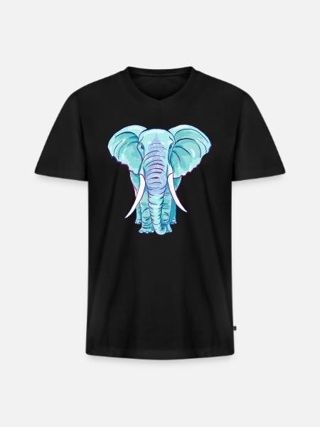 The blue elephant - Men's Premium Organic T-shirt with V-neck - black