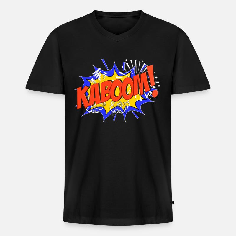 KABOOM Comic KABOOM! - Maglietta ecologica premium da uomo con scollo a V - nero