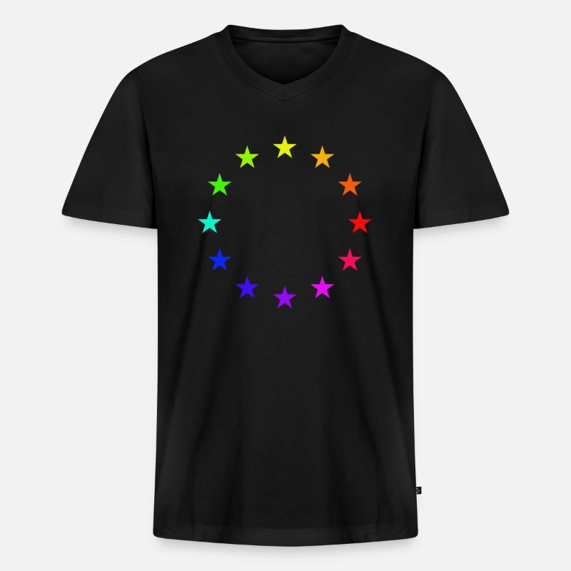 Europa EU Flage Regenbogen - Männer Premium Bio T-Shirt mit V-Ausschnitt - Schwarz