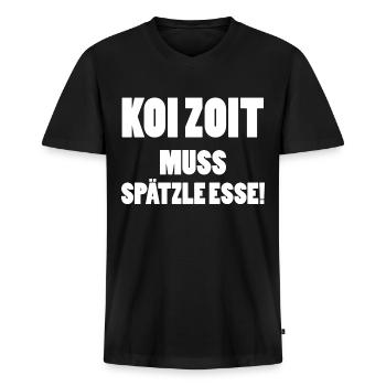 Spätzle mit Soß | Schwaben Schwabe Shirt Geschenke - Männer Premium Bio T-Shirt mit V-Ausschnitt - Schwarz - Vorne - Nico (187cm)