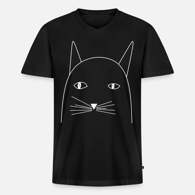 Katze - Männer Premium Bio T-Shirt mit V-Ausschnitt - Schwarz
