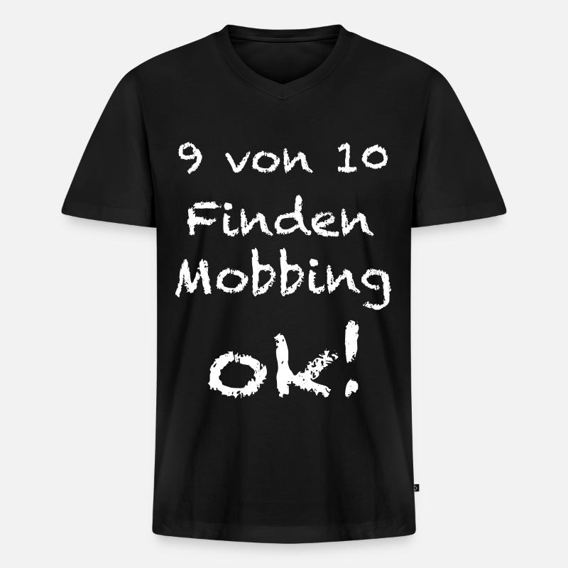 Mobbing - Männer Premium Bio T-Shirt mit V-Ausschnitt - Schwarz