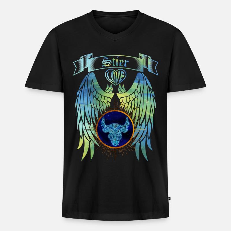 Sternzeichen Stier - Männer Premium Bio T-Shirt mit V-Ausschnitt - Schwarz