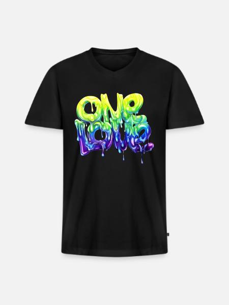 eine Liebe Graffiti - Männer Premium Bio T-Shirt mit V-Ausschnitt - Schwarz