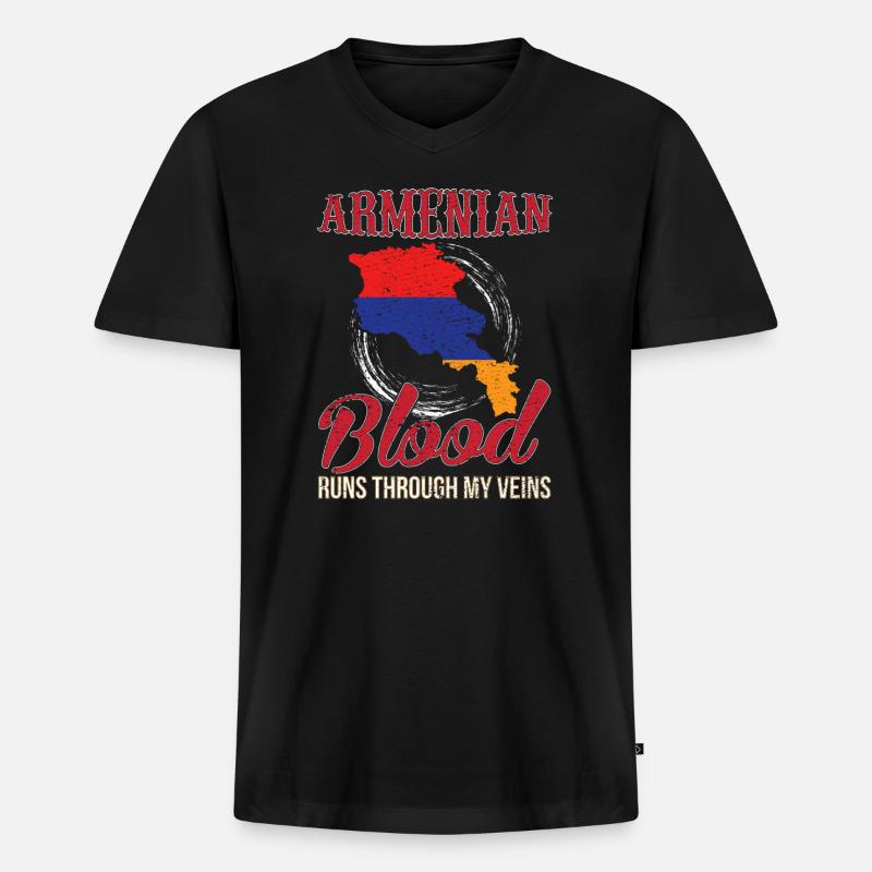 Armenien - Männer Premium Bio T-Shirt mit V-Ausschnitt - Schwarz