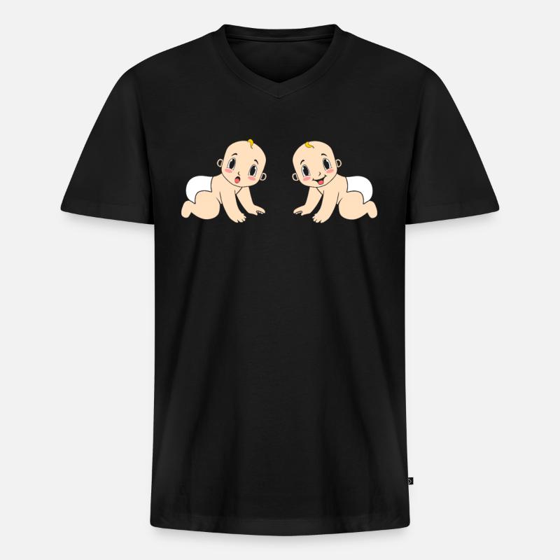 Babys - Männer Premium Bio T-Shirt mit V-Ausschnitt - Schwarz