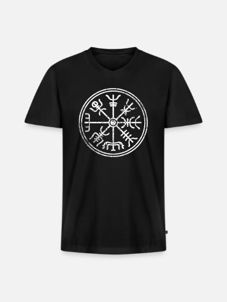 Viking compass symbols signs - Men's Premium Organic T-shirt with V-neck - black
