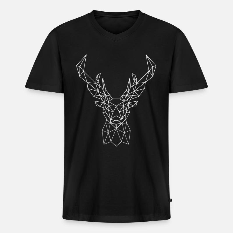 Poly Deer - Männer Premium Bio T-Shirt mit V-Ausschnitt - Schwarz
