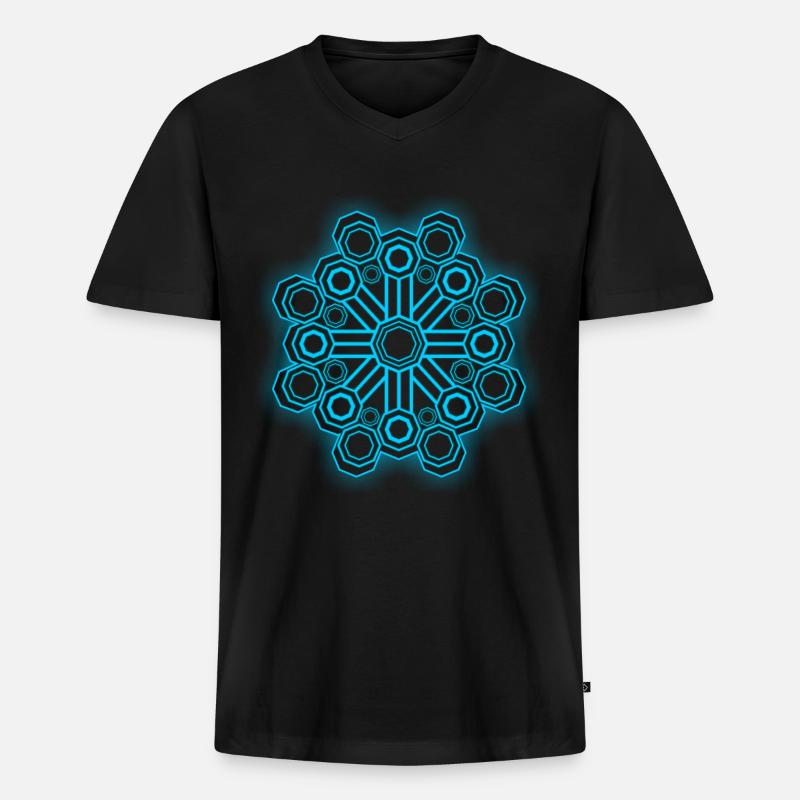 Sacred Geometry Psychedelic Goa - Männer Premium Bio T-Shirt mit V-Ausschnitt - Schwarz