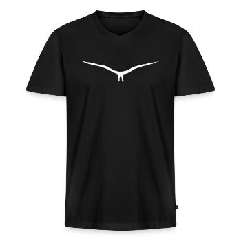 Adler Bussard oder Falken Silhouette im Anflug - Männer Premium Bio T-Shirt mit V-Ausschnitt - Schwarz - Vorne - Nico (187cm)
