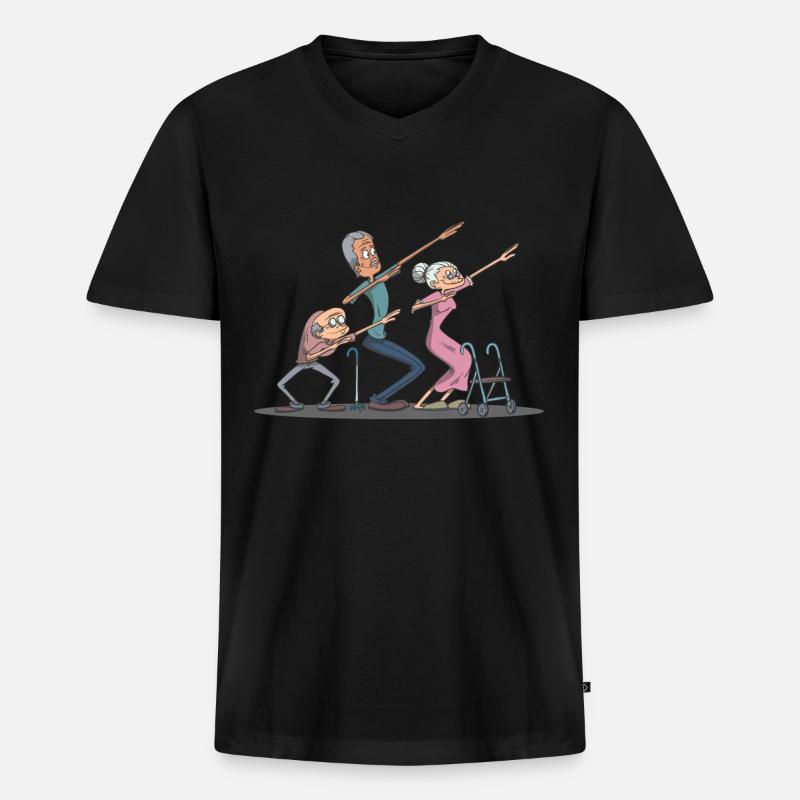 Dab Dabbing Senioren - Männer Premium Bio T-Shirt mit V-Ausschnitt - Schwarz
