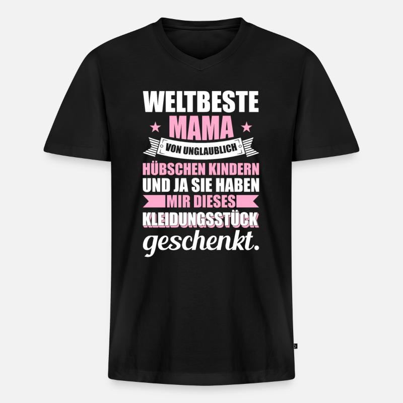 Weltbeste Mama Geschenk - Männer Premium Bio T-Shirt mit V-Ausschnitt - Schwarz