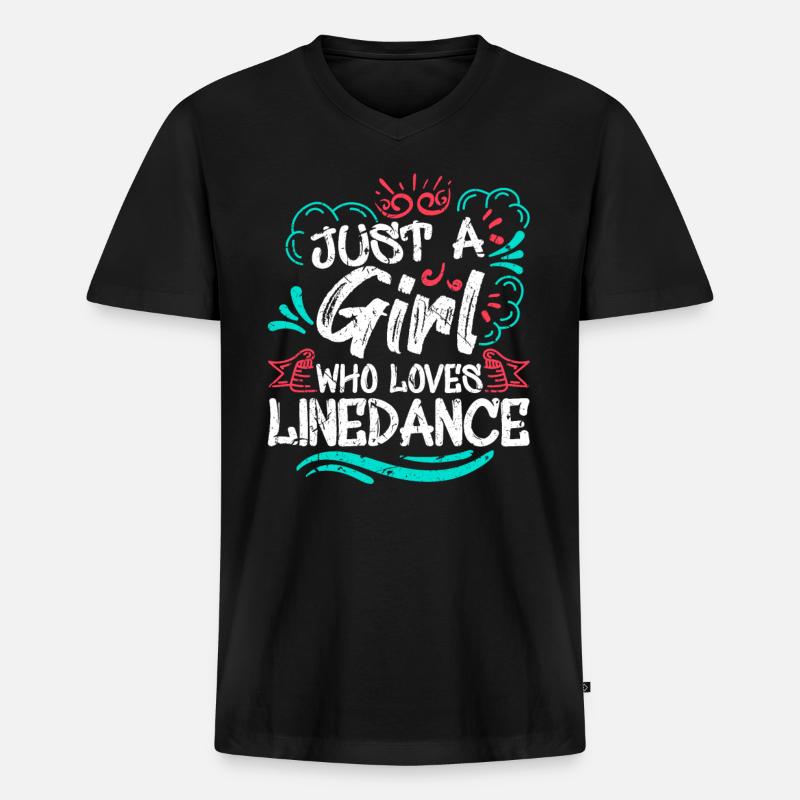 Linedance Geschenk - Männer Premium Bio T-Shirt mit V-Ausschnitt - Schwarz
