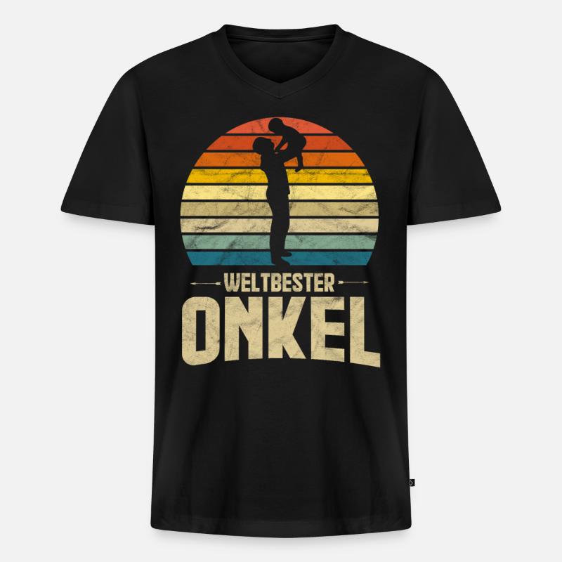 Onkel weltbester Onkel Neffe Nichte - Männer Premium Bio T-Shirt mit V-Ausschnitt - Schwarz