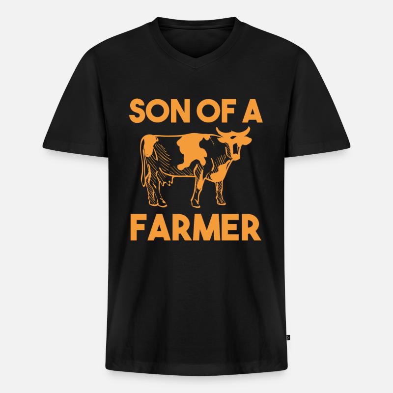 Bauer Lustig - Männer Premium Bio T-Shirt mit V-Ausschnitt - Schwarz
