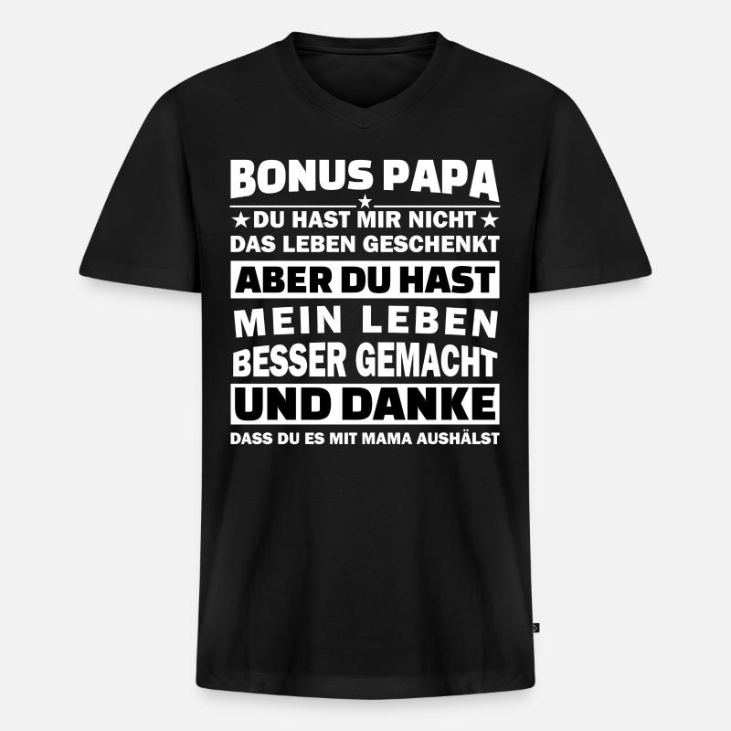 Stiefvater Geschenk Spruch - Männer Premium Bio T-Shirt mit V-Ausschnitt - Schwarz