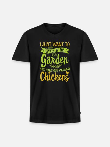 Gardening and chickens - Men's Premium Organic T-shirt with V-neck - black