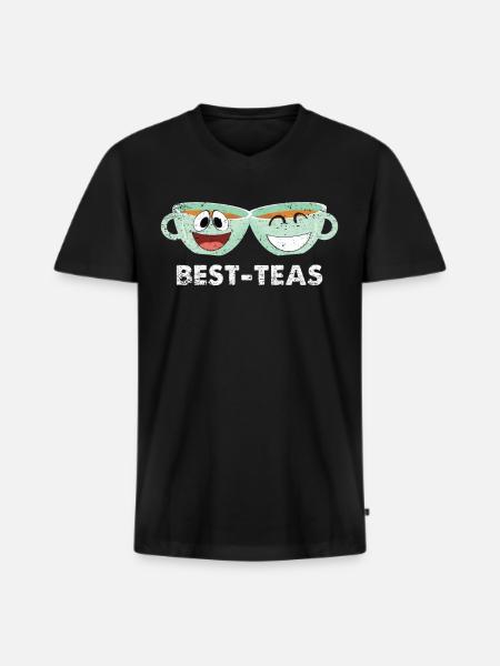 Beste Freunde - Männer Premium Bio T-Shirt mit V-Ausschnitt - Schwarz