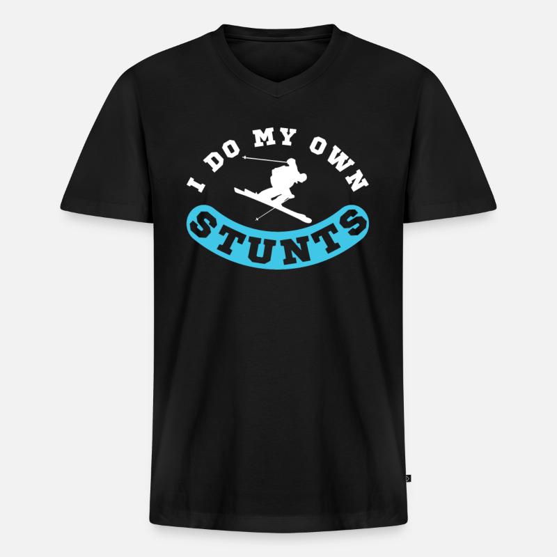 Ski - Männer Premium Bio T-Shirt mit V-Ausschnitt - Schwarz
