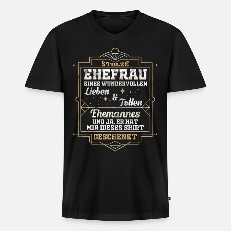 Ehefrau Liebe Partnerschaft Geschenk - Männer Premium Bio T-Shirt mit V-Ausschnitt - Schwarz