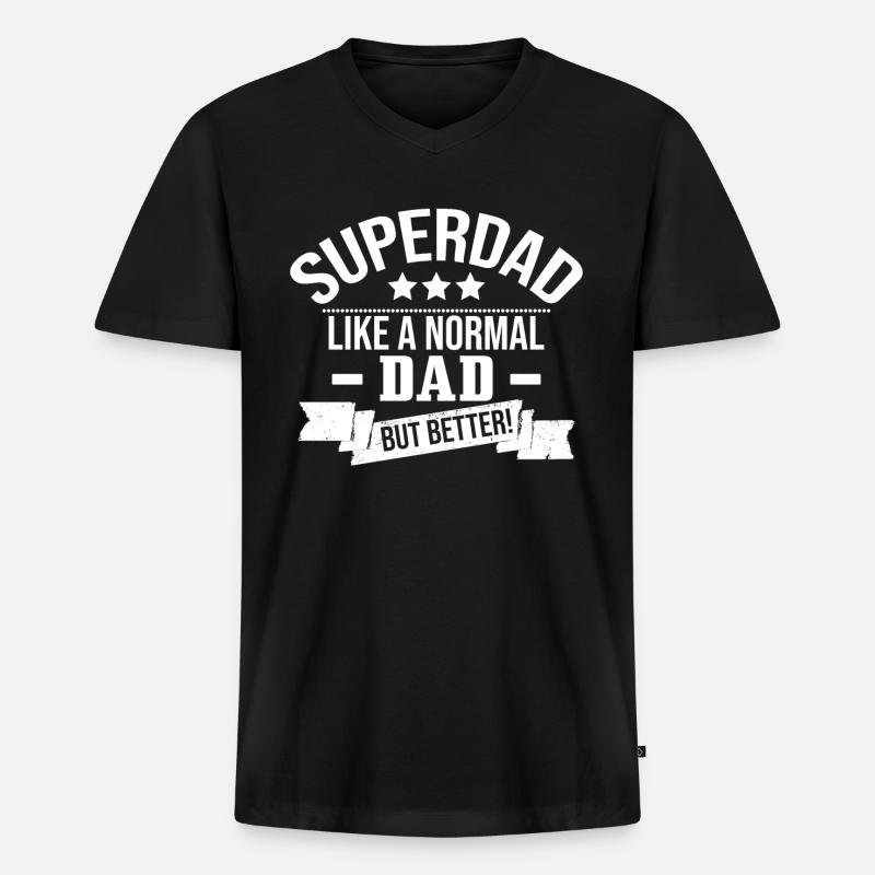 Der Superpapa - Männer Premium Bio T-Shirt mit V-Ausschnitt - Schwarz