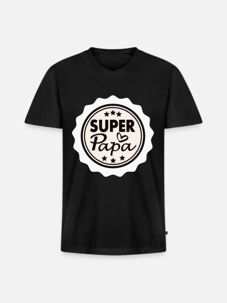 super dad - Men's Premium Organic T-shirt with V-neck - black