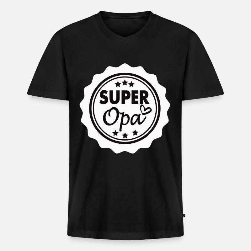Super Opa - Männer Premium Bio T-Shirt mit V-Ausschnitt - Schwarz