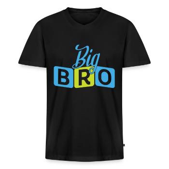 Big Bro - Men's Premium Organic T-shirt with V-neck - black - Front - Nico (187cm)