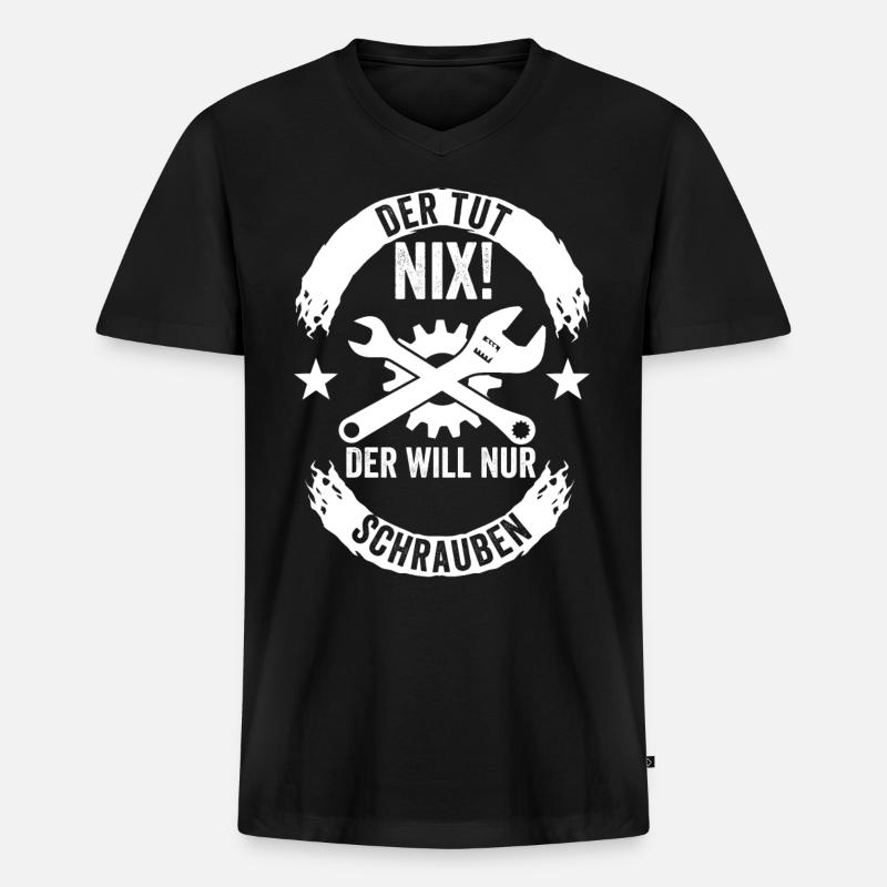 Auto Tuning Schrauber - Männer Premium Bio T-Shirt mit V-Ausschnitt - Schwarz