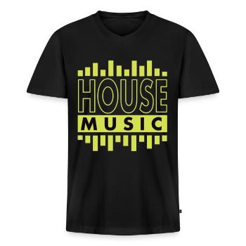 Musique House - T-shirt encolure en V Premium bio Homme - noir - Devant - Nico (187cm)