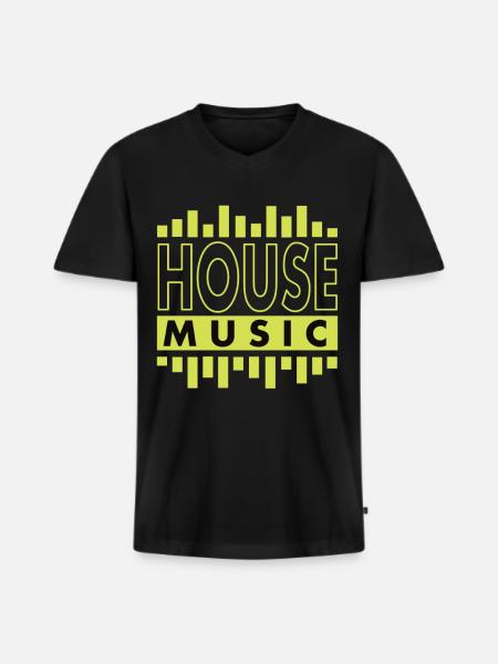 House Music - Men's Premium Organic T-shirt with V-neck - black