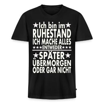 Ruhestand - Männer Premium Bio T-Shirt mit V-Ausschnitt - Schwarz - Vorne - Nico (187cm)