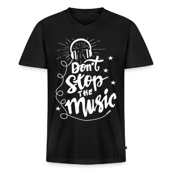 musique - T-shirt encolure en V Premium bio Homme - noir - Devant - Nico (187cm)