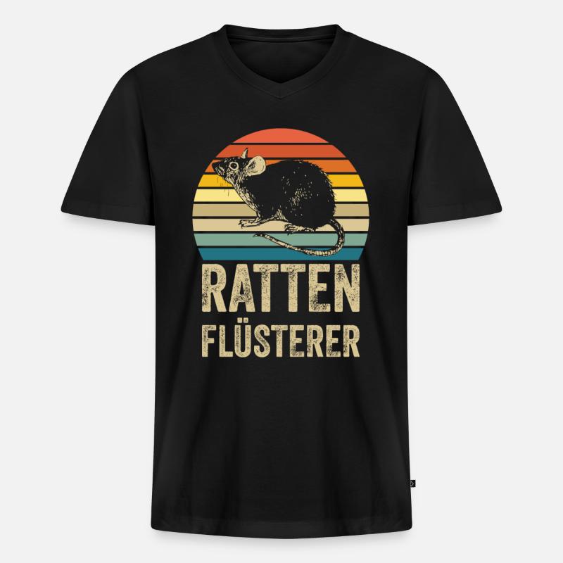 Ratten Flüsterer - Männer Premium Bio T-Shirt mit V-Ausschnitt - Schwarz
