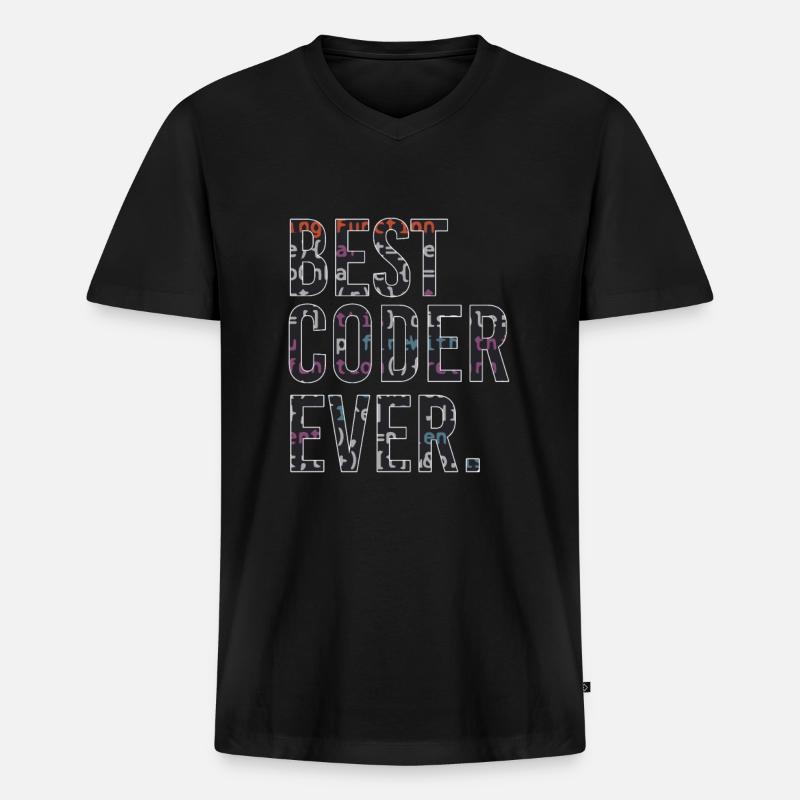 Best programmer code coder - Men's Premium Organic T-shirt with V-neck - black